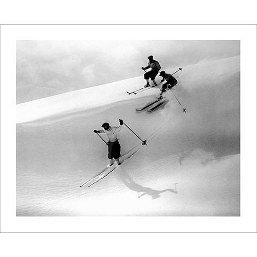 Vintage photo of Powder Skiing in St. Moritz (Black & White or Sepia, 2 Sizes: 8 x 10 and 11 x 14 inches)