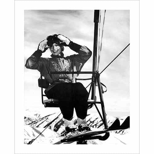 Vintage photo of Sun Valley Single Chair Lift Rider (Black & White or Sepia, 2 Sizes: 8 x 10 and 11 x 14 inches)