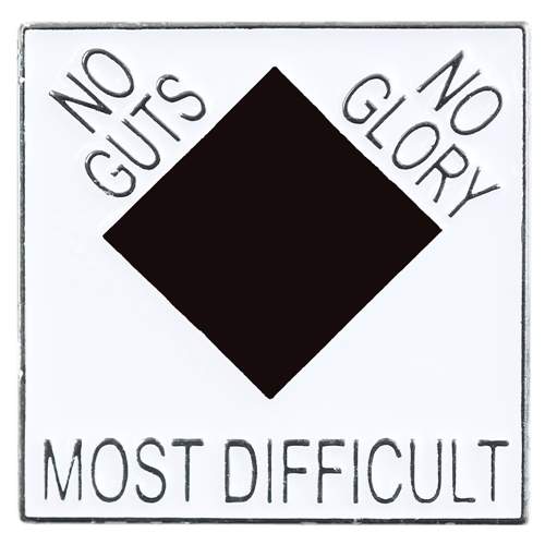 'Most Difficult No Guts No Glory' Vintage Ski Pin, 7/8 x 7/8 Inc