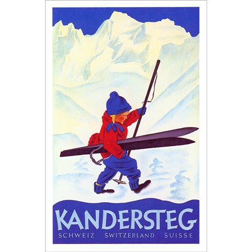 Kandersteg Ski Poster - Child with Skis
