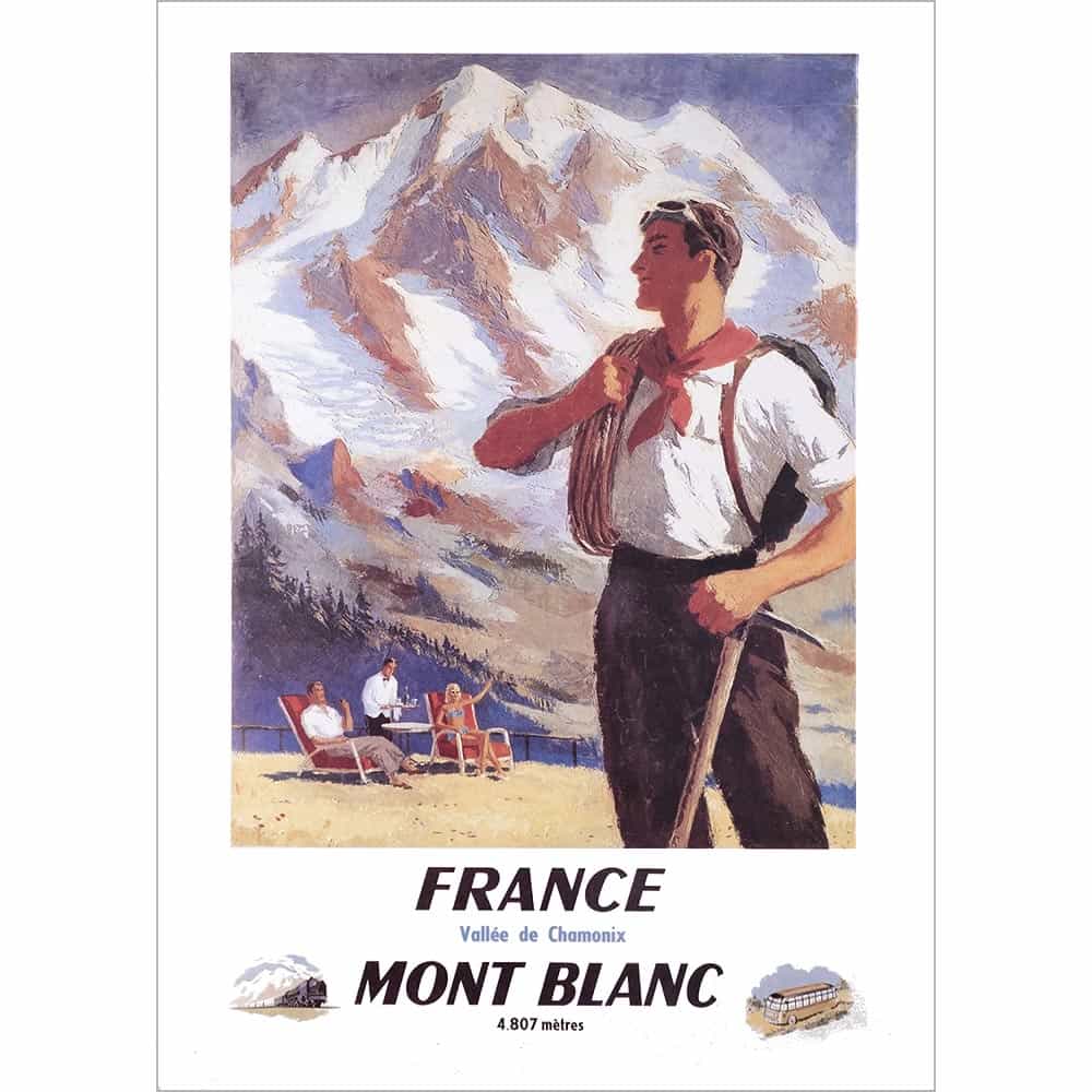 Chamonix Vintage French Art Deco Ski Poster - Mont Blanc