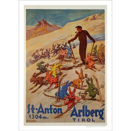St. Anton's Hannes Schneider Ski Bunnies Poster