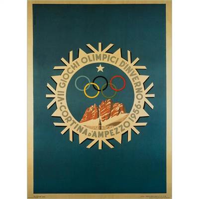 1956 Cortina Winter Olympics Poster