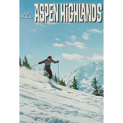 Aspen Highlands Original Ski Poster 1960s
