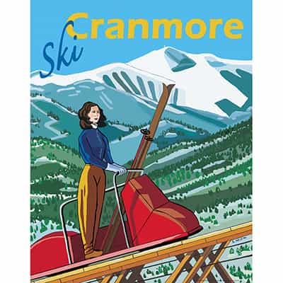 Mount Cranmore New Hampshire Vintage Art Deco Ski Poster