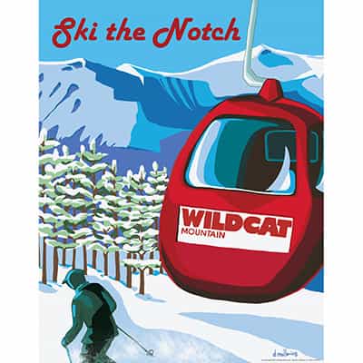 Wildcat Mountain New Hampshire Vintage Art Deco Ski Poster