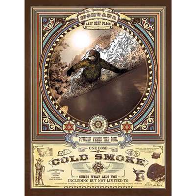 Montana's Cold Smoke Snowboard Poster, 18 x 24 inches
