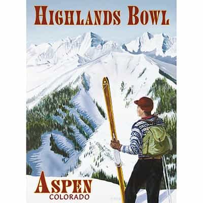 Aspen Highlands Bowl Ski Poster by Travis Anderson