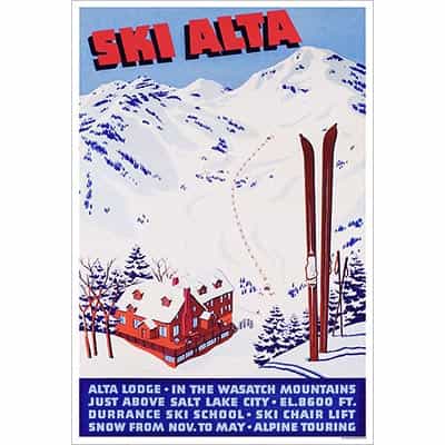 Alta Utah Ski Poster 1941 Dick Durrance Ski School