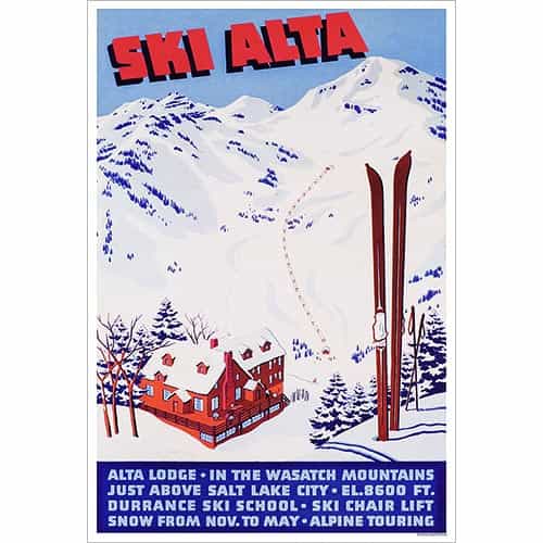 Alta Utah Ski Poster 1941 Dick Durrance Ski School