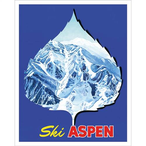 Ski Aspen Leaf 1960s Ski Poster, Size 20 x 30 inches