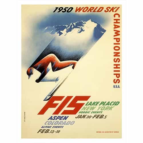 1950 FIS Vintage Ski Poster