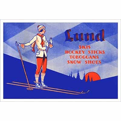 Lund Skis Vintage Advertisement with Woman Skier Poster