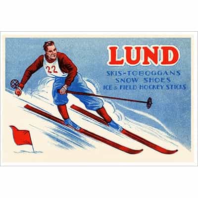 Lund Skis Vintage Advertisement with Male Ski Racer Poster