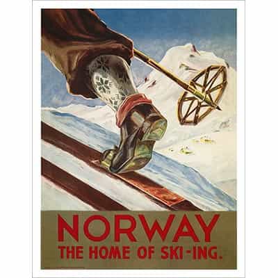 Norway the Home of  Skiing Poster, 20 x 30 in