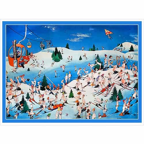 Nude Resort Funny Vintage Ski Poster 2 Sizes: 18 x 24 & 22 x 28 inches.