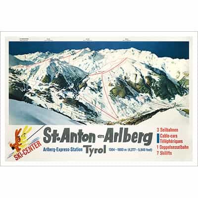 St. Anton's Ski Area Map from Years Ago