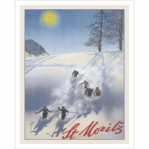 St Moritz 1930s Travel Ad Ski Poster