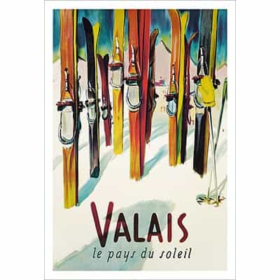Valais Poster of Vintage Skis