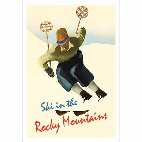 Ski In The Rocky Mountains Vintage Photo