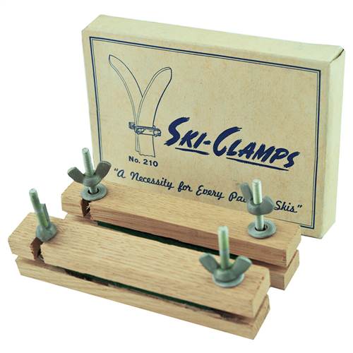 1940's Wood Ski Clamps Set New In the Box for summer storage of your wood skis.