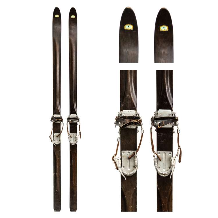 1930's Paris Ridge Top Downhill Skis with Bear Trap & Cable Bindings