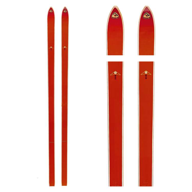 1960s Fischer Red Hickory Laminated Unmounted Skis