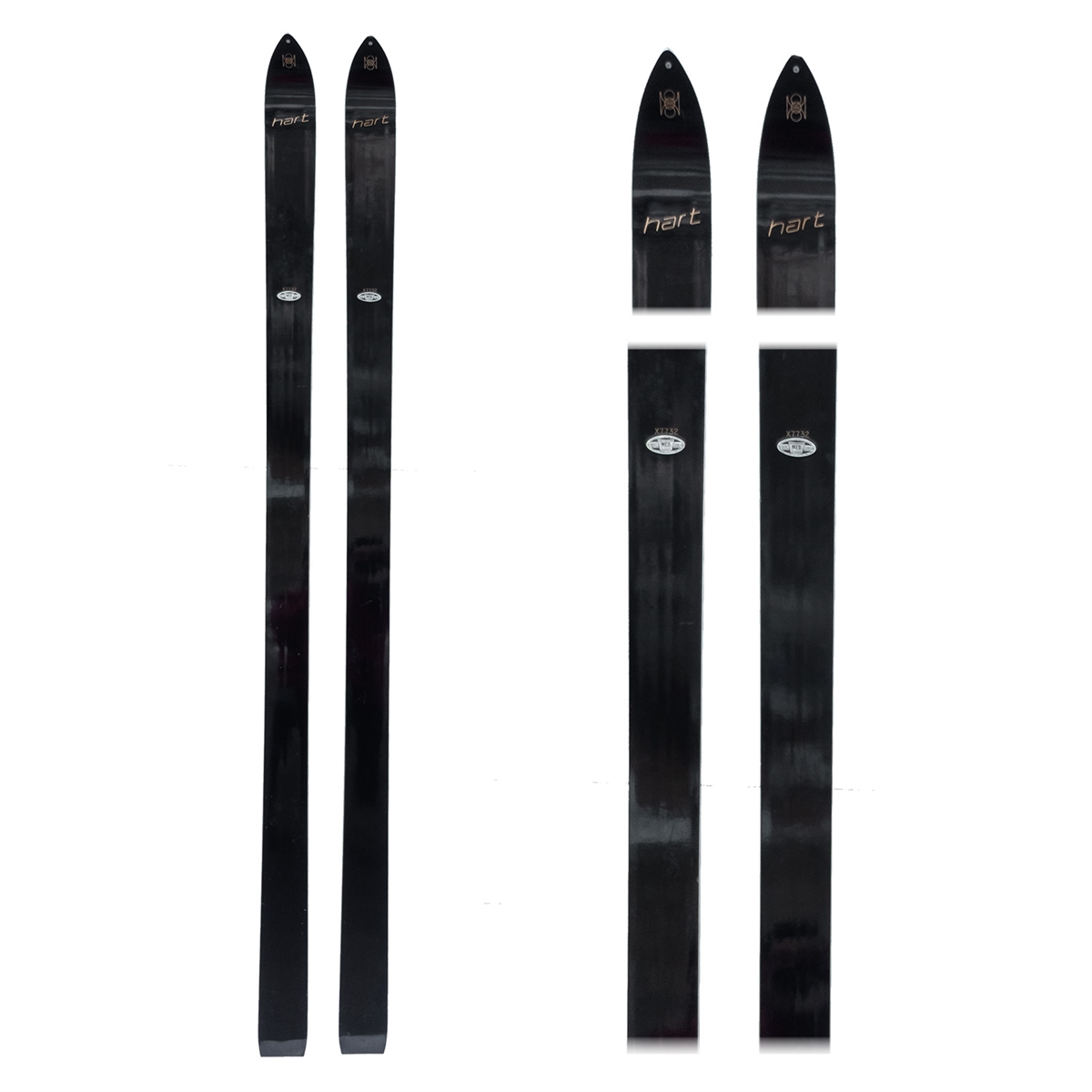 1960 Hart Unmounted Black Metal Vintage Skis