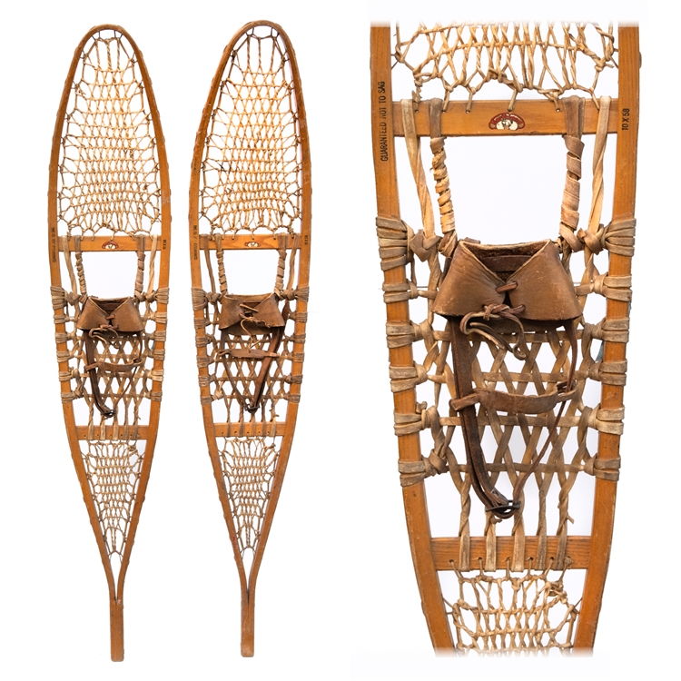 1950s Northland Athabaskan Style Trapper Snowshoes, Size 10" x 58"