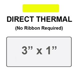 Yellow Direct Thermal Label 3' x 1', 1 Inch Core