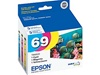 Epson T069520 3-Pack Genuine Color Inkjet Ink Cartridges #69