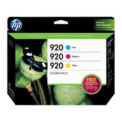 HP #920 3-Pack Genuine Ink Cartridge Combo B3B30FN