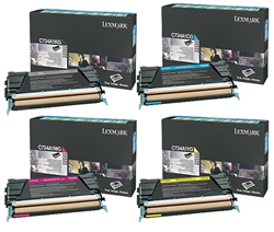 Lexmark C734 Genuine 4-Pack Toner Cartridge Combo