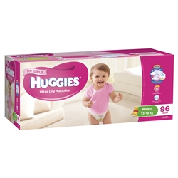 Huggies Walker Girl Nappies (13-18 kg) Bulk - 96 nappies