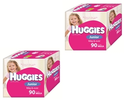 Huggies Junior Girl Nappies (16 kg & over) Bulk MULTIBUY - 90x2nappies