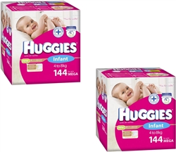 Huggies Infant Girl Nappies (4-8kg) Bulk MULTIBUY - 144x2 nappies