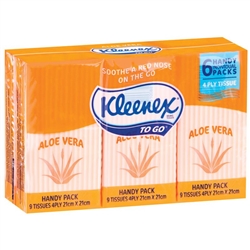 Kleenex Tissues - Aloe Vera Kleenex To Go Pocket Pack (9 tissues) X 6 Packs