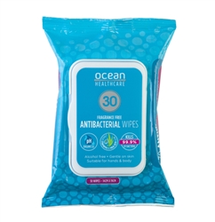 Ocean Healthcare Antibacterial Wet Wipes Fragrance Free 30 Pack