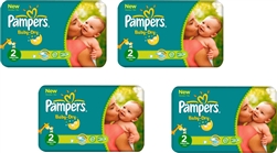 Pampers Nappies Baby Dry 2  3-6kg Quad Pack 148 (33x4)