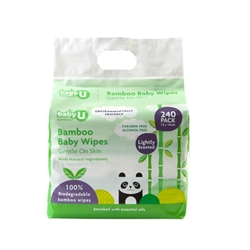 BabyU Bamboo Baby Wipes 240's