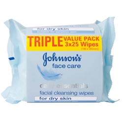 Johnsons Daily Essentials Cleansing Wipes for Dry Skin - Value Pack 3 X 25