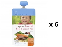 Bellamy’s Organic Broccoli, Beef & Brown Rice 6m+ MULTIBUY 110g X 6