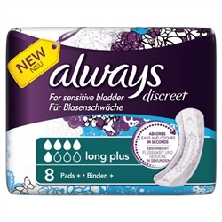 Always Discreet Adult Care Long Plus Pads - 8
