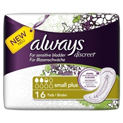 Always Discreet Adult Care Small Plus Pads - 16