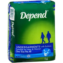 Depend Adult Care Real Fit Underwear for Men and Women - One Size 16's