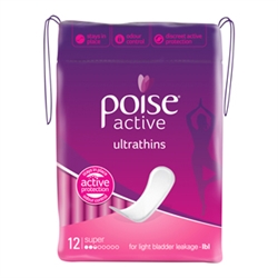 Poise Adult Care Ultra Thin Pads - Active Super 12's