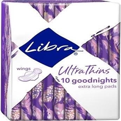Libra Pads Ultra Thin Wings Goodnights 10s
