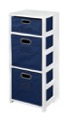 Flip Flop 34" Square Folding Bookcase with Folding Fabric Bins - White/Blue