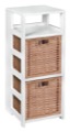 Flip Flop 34" Square Folding Bookcase with 2 Full Size Wicker Storage Baskets - White/Natural