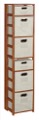 Flip Flop 67" Square Folding Bookcase with Folding Fabric Bins - Cherry/Natural